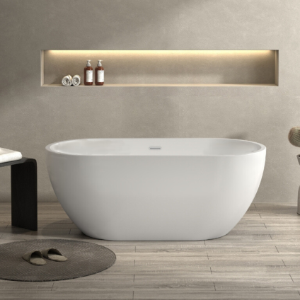 Product lifestyle image of Sanctuary Auron 1700mm x 750mm Matt White Double Ended Freestanding Bath SB218-MATT